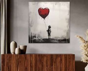 Jongen met ballon hart van TheXclusive Art