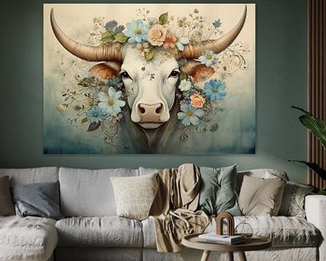 Peinture de fleurs de taureau sur Peinture Abstraite
