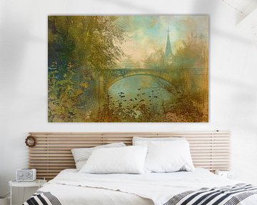 Impressionism, painting of a village in France by Bowiscapes