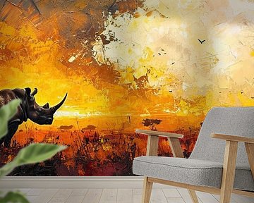 Painting Rhinoceros Savannah by Art Whims
