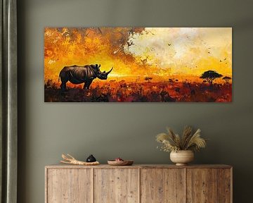 Painting Rhinoceros Savannah by Kunst Kriebels