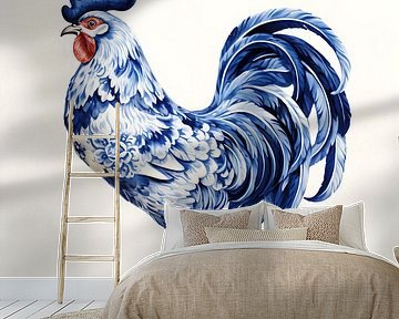 Hahn in Delfter Blau