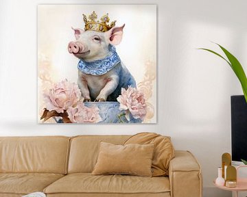 Cochon royal avec couronne sur Lauri Creates