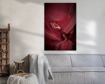 Virgin fruit, graceful arm holds pomegranate by PGGYJNSSN PHOTOART