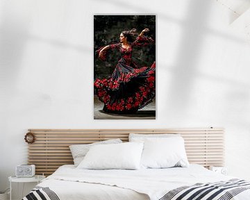 Rozen in de wind: het gefluister van flamenco van Klaus Tesching - Art-AI