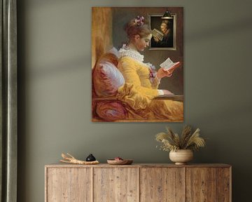 Lezend meisje Jean-Honoré Fragonard en Oude lezende vrouw Rembrandt van Digital Art Studio
