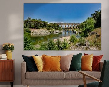 Roman aqueduct, Pont du Gard over the river Gardon, Remoulins, Provence Vaucluse, France, by Rene van der Meer