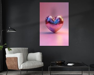 Heartbeat of joy: Pink-coloured heart disco ball in a romantic atmosphere by Floral Abstractions