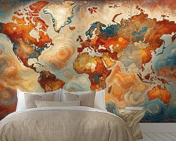 Weltkarte im Van-Gogh-Stil von Maps Are Art