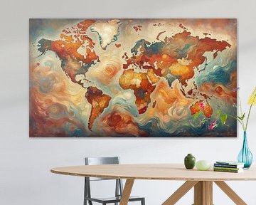 Carte du monde à la Van Gogh sur Maps Are Art