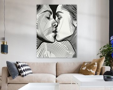 Kissing Women | Lesbian Line Art by Frank Daske | Foto & Design