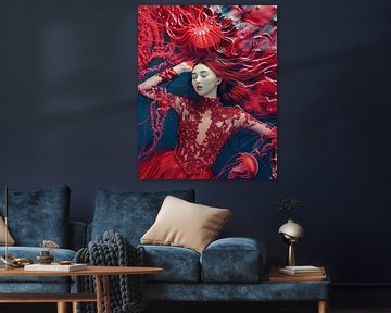La femme méduse rouge | Photographie de mode sur Frank Daske | Foto & Design