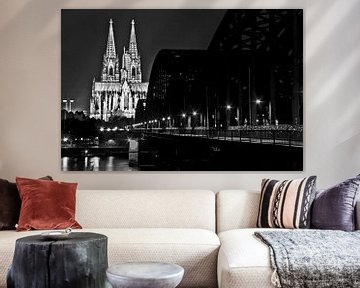 Cologne Cathedral, Hohenzollern Bridge, black and white by Norbert Sülzner