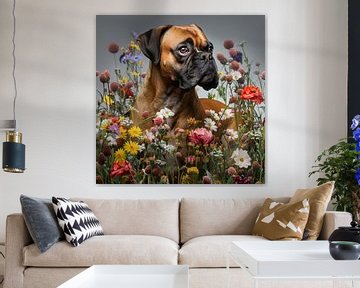 Deutscher Boxer auf einer Blumenwiese von ARTemberaubend