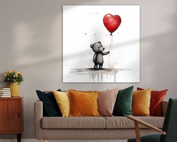 Teddybeer met ballon hart van TheXclusive Art