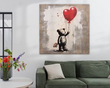 Teddybeer met ballon hart lichtbruin van The Xclusive Art