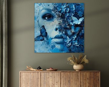 Azure Blossoms: A Symphony of Flowers and Butterflies van Karina Brouwer