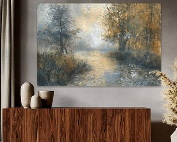 Aube brumeuse - Abstrait Paysage naturel sur Eva Lee