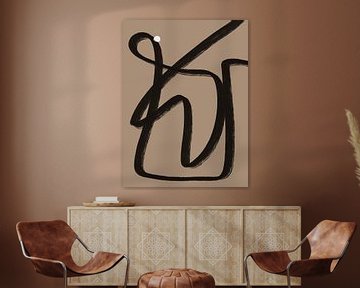 Japandi inspired | Abstract, minimalist painting with lines by Romy Smit
