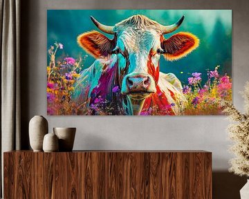 Peinture artistique avec une vache sur Mustafa Kurnaz