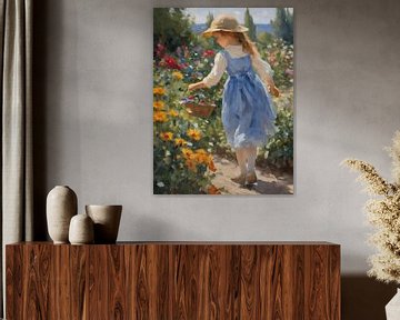 Impressionismus das Mädchen pflückt Blumen von Jolique Arte