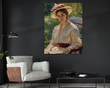 Een impressionistisch portret van een mooie vrouw van Jolique Arte