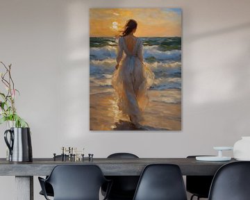 Impressionisme De vrouw bij zonsondergang van Jolique Arte