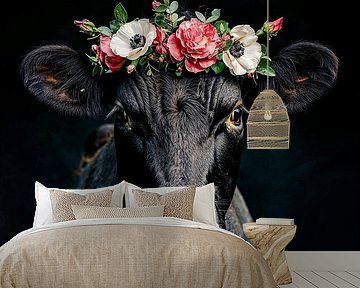 Grace in black: a floral masterpiece by Klaus Tesching - Art-AI