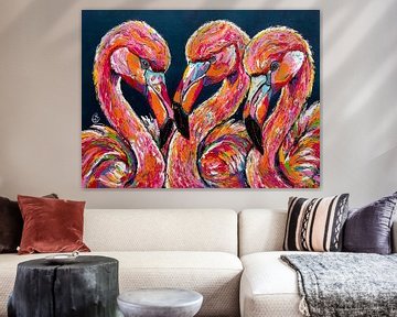 Majestic Flamingos by Happy Paintings
