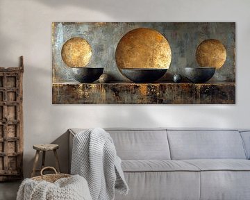 Modern Goud Zwart | Crescents of Aurum Solitude van Kunst Kriebels