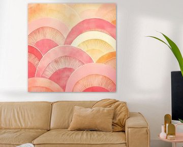 Abstracte Peach | Overlappende Cirkels van Abstract Schilderij