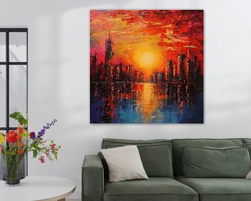 Impressionism city sunset by Natasja Haandrikman