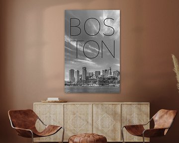BOSTON Skyline Financial District & North End | Texte & Skyline sur Melanie Viola