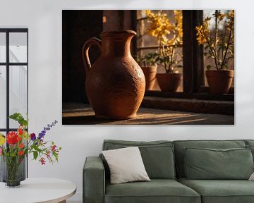 Terracotta jug in the morning light by Jan Bouma