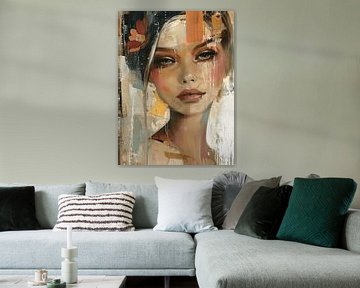 Modern abstract portret van Carla Van Iersel