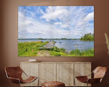 Côte de la mer Baltique avec ponton près de Figeholm en Suède