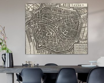 Eine alte Karte von Leiden. Historischer Stadtplan von Leiden, Altes Leiden von Nederlands Erfgoed