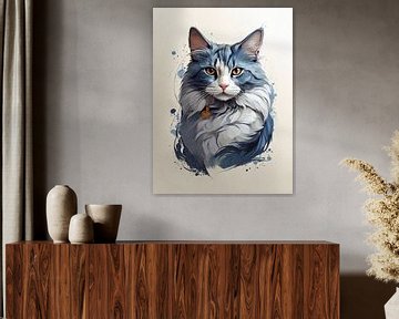 Portrait de chat bleu sur TOAN TRAN