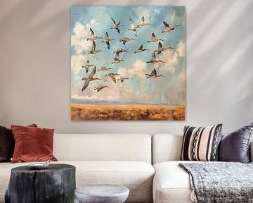 Black-tailed godwit's and meadows by Karina Brouwer