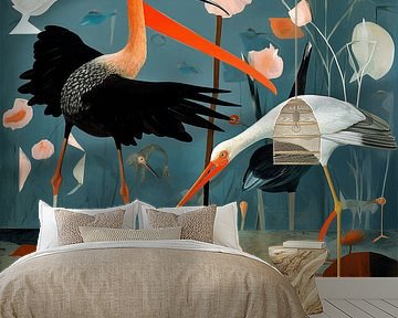 Die Uferschnepfe und der Silberreiher von Karina Brouwer