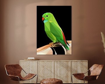 Groene parkiet Vogel Abstract Low Poly van Yoga Art 15