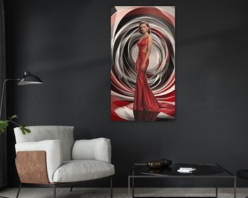 Timeless elegance in red - an abstract female portrait by Arjen Roos