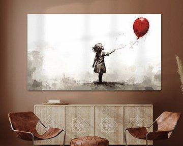 Mädchen mit Luftballon Skizze panorama von TheXclusive Art