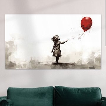 Mädchen mit Luftballon Skizze panorama von TheXclusive Art