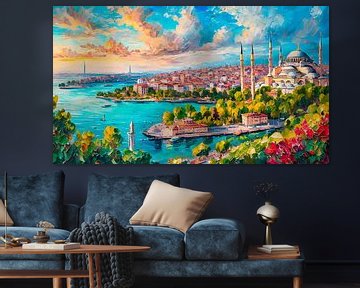 Schilderij van de stad Istanbul van Mustafa Kurnaz