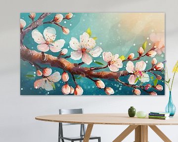 Banner Baum blüht im Frühling, Malerei Illustration von Animaflora PicsStock