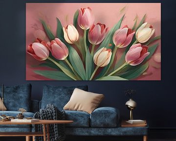 Frühlings Tulpen Blumen auf rosa Hintergrund von Animaflora PicsStock