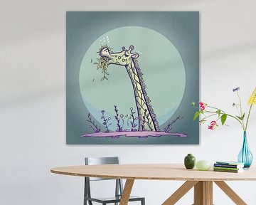 Cartoon Long Giraffe Fun in Pastel Colours by Karina Brouwer