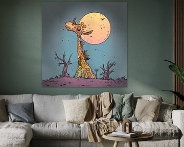 Long Giraffe Sleep in Pastel by Karina Brouwer