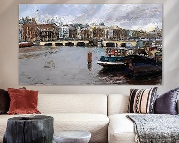 Magere Brug Schilderij van Anton de Zeeuw